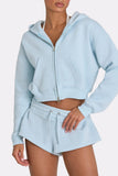 Oversized Zip Up Hoodie in Powder Blue