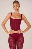 Lace Up Corset Top in Cherry Red