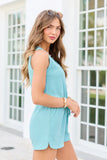 Casual Charm Blue Button Front Romper