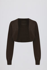 Ribbed Knit Cropped Shrug in Pecan