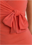 Side Tie Halter Midi Orange