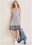 Embroidered Midi Dress Black Ecru