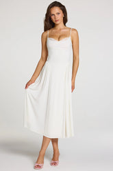 Modal Lace Trim Midaxi Dress in White