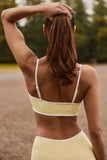 Soft Active Sweetheart Neck Contrast Sports Bra in Lemon