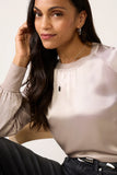 City Satin Long Sleeve Top
