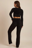 Fluffy Knit Wide Leg Trousers in Black