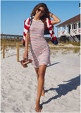 Printed Fit And Flare Dress Tricolor Boardwalk Stripe