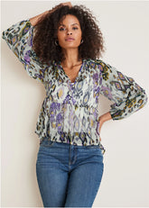 Chiffon Printed Blouse Desert Ikat