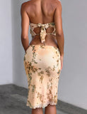OONA BURN OUT FRINGE SKIRT TAN