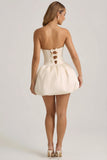 Convertible Bow Detail Bubble Hem Midaxi Dress in Ivory