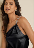 Shimmer One Shoulder Top Jet Black