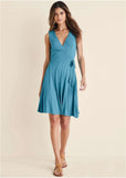 Faux Wrap Mini Dress Blue