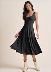 Midi Dress With Pockets Black