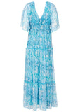 Flutter Sleeve Maxi Dress Water Snake