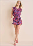 Sleeveless Romper Ditsy Pink Purple