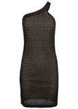 One Shoulder Sweater Dress Jet Black