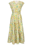 Smocked Waist Maxi Dress Candied Shortbread Paisley