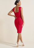 Cross Neck Bandage Dress Deep Red