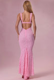Lace Sweetheart Neck Gown in Blush Pink