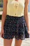 Through The Garden Black Multi Floral Skort