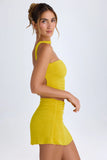 Ruched Mid Rise Mini Skirt in Buttercup