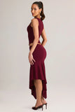 Modal Low Rise Asymmetric Midaxi Skirt in Wine