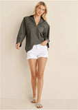 V Neck Oversized Shirt Olive