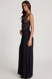 Soft Jersey Mid Rise Wide Leg Trousers in Black