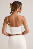Modal V Neck Ruched Camisole Top in White