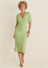 Pointelle Sweater Dress Mint