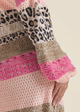 Mixed Print Belted Duster Pink Multi