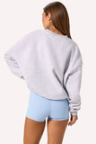 Oversized Crew Neck Jumper in Grey Marl