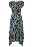 Floral Printed Dress Black Blue