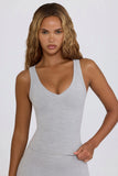 Soft Active V Neck Tank Top in Grey Marl