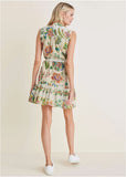 Ruffle Hem Shirt Dress Allover Needlework Floral