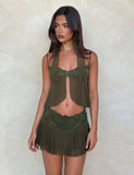 ADELINA TOP GREEN KHAKI GREEN IVORY