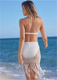 Fringe Mini Skirt Pearl White