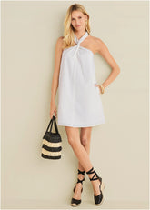 Twist Halter Dress Cloud Dancer