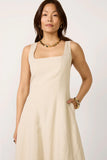 Kaiden Linen Seamed Midi Dress