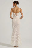 Embellished Appliqué Soft Scoop Corset Gown in White