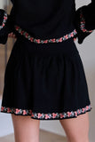 Celeste Black Floral Border Skirt