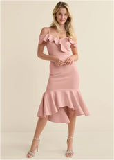 Ruffle Midi Dress Blush