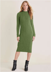 Mockneck Midi Sweater Dress Bronze Green
