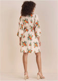 Printed Wrap Mini Dress Orange Bella