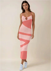 Keyhole Sweater Maxi Pink Multi