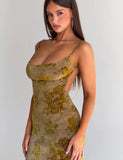 SPARROW MAXI DRESS GREEN BURNOUT