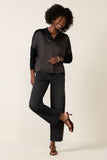 Tina Mixed Media Satin Top