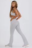 Soft Active V Waist Pocket Flared Leggings in Grey Marl