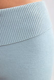 Chunky Knit Foldover Kick Flare Trousers in Dusty Teal