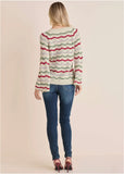 Stripe Pointelle Sweater Grey Multi